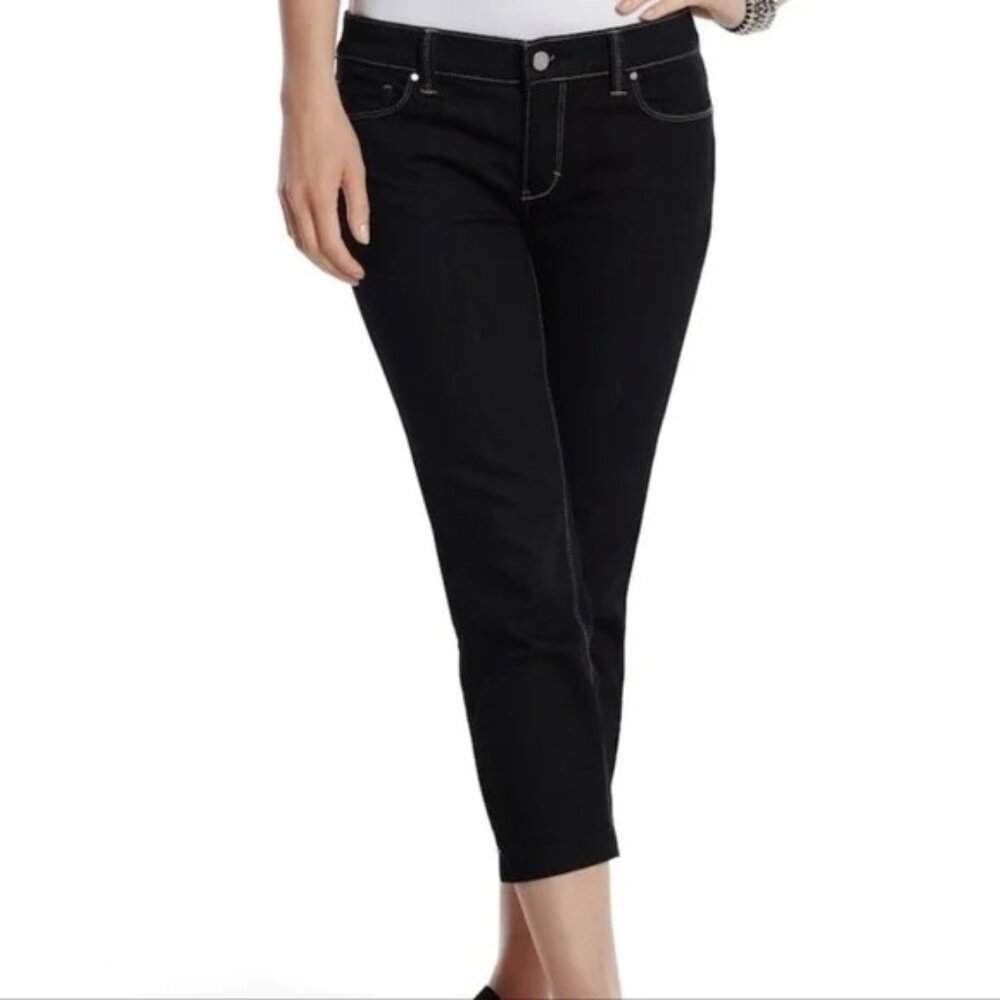 White House Black Market Cropped Blanc Jeans Black Size 6 Back Pocket Sparkle